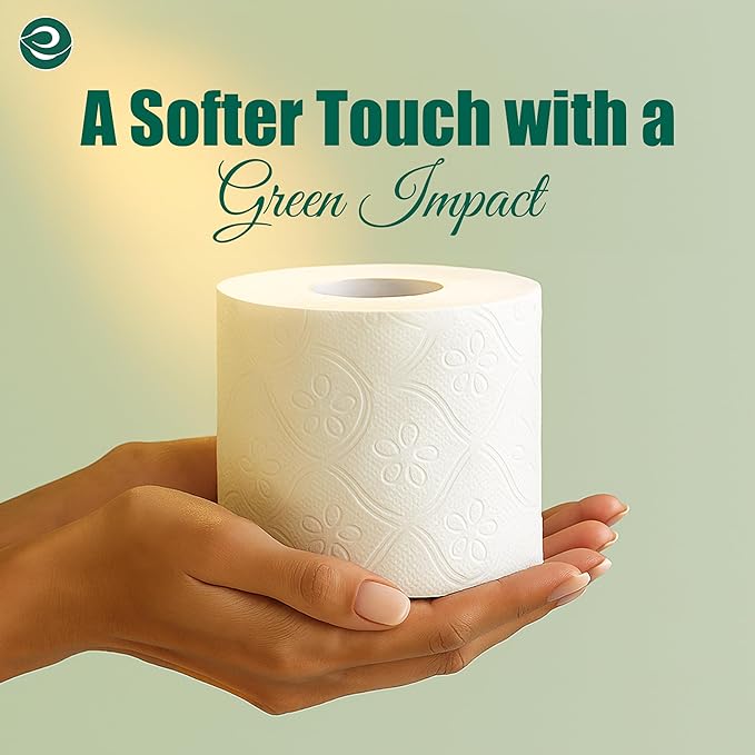 ECO SOUL Bamboo Toilet Paper 12 Mega Rolls 3 Ply, 300 Sheets per Roll | Eco-Friendly Septic Safe Organic Bath Tissues Sustainable Toilet Paper Compostable - FSC Certified