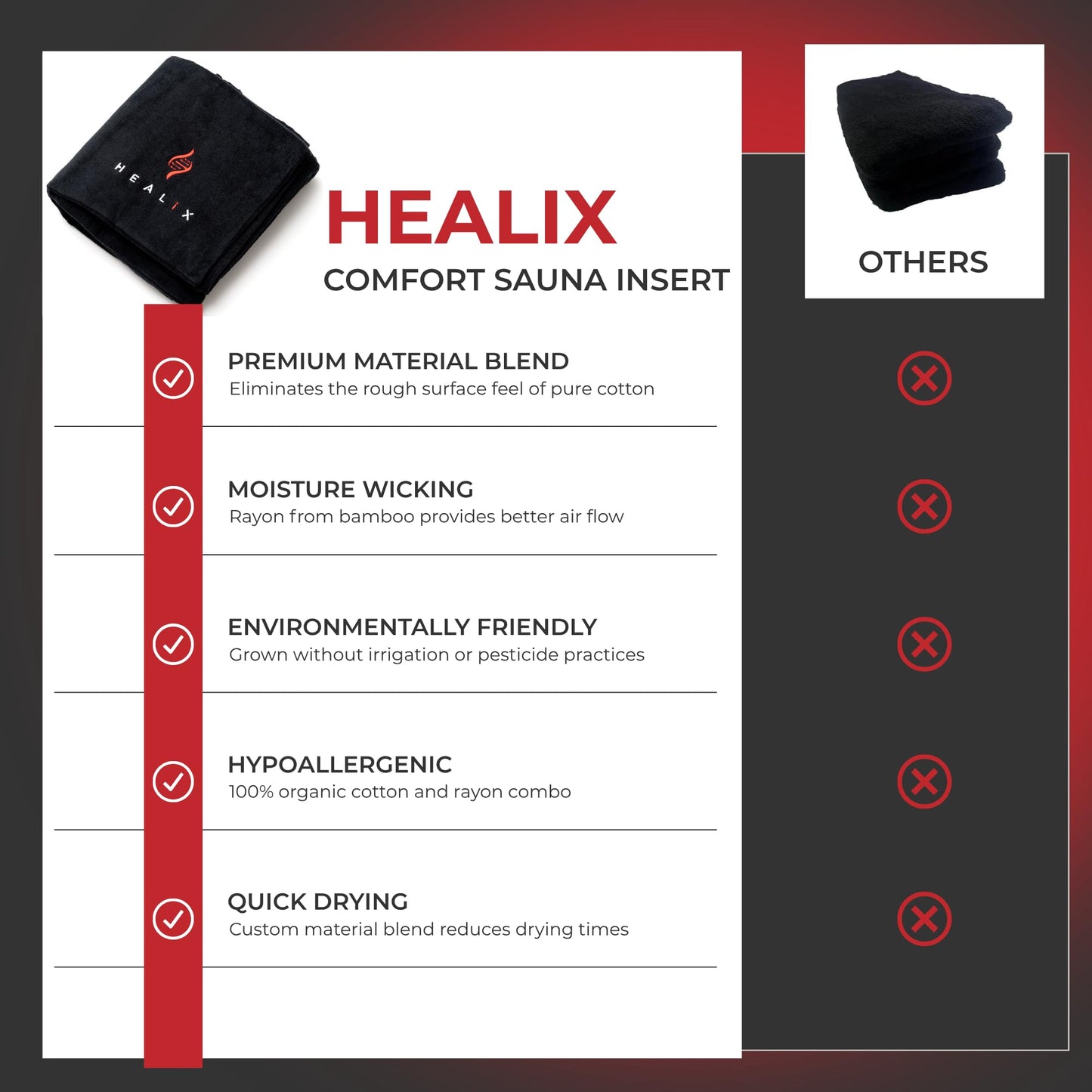 Healix Infrared Sauna Blanket + Comfort Insert Bundle | Portable Far Infrared Sauna Blanket (Zero EMF, Adjustable Heat 77–176°F) with Ultra-Soft Washable Cotton/Rayon Liner for Relaxation
