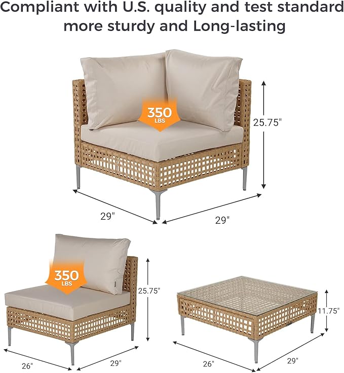 Grand patio 8-Piece Wicker Patio Furniture Set with Lift Top Coffee Storage Table, Outdoor Conversation Set Sectional Sofa with Water Resistant Thick Cushions, Cream