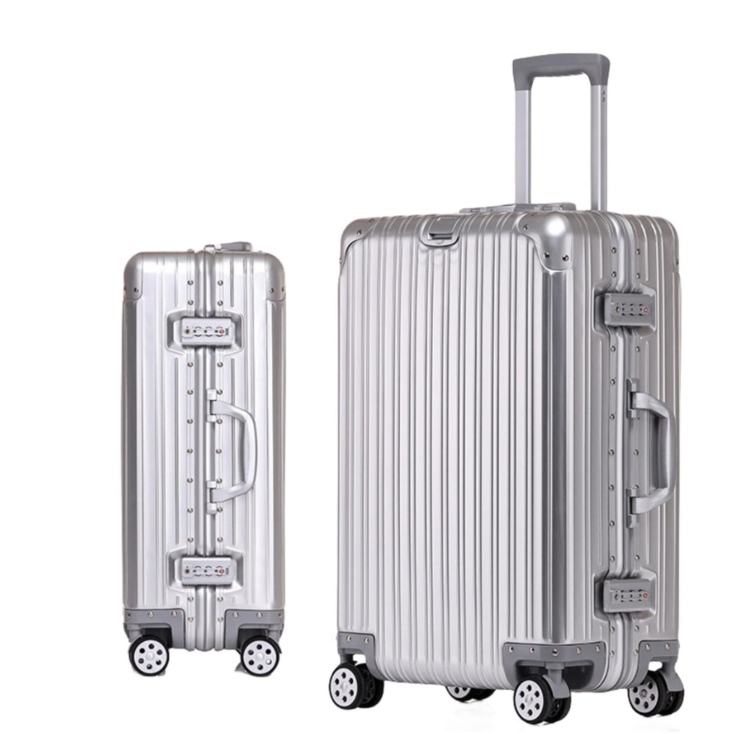 Caibomaoyi Aluminum magnesium alloy travel box trolley box luggage box metal box boarding box password box (silvery, 77.5 ×51.5 ×29cm（31×20×11 inch）)