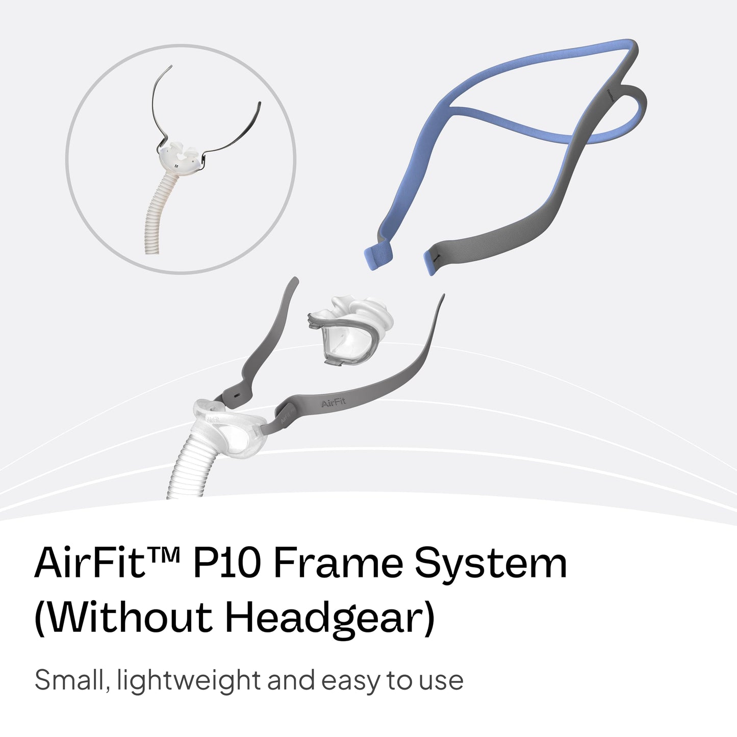 Resmed AirFit P10 Frame System - Replacement CPAP Frame System with Nasal Pillows Cushion - Headgear Not Included - Medium