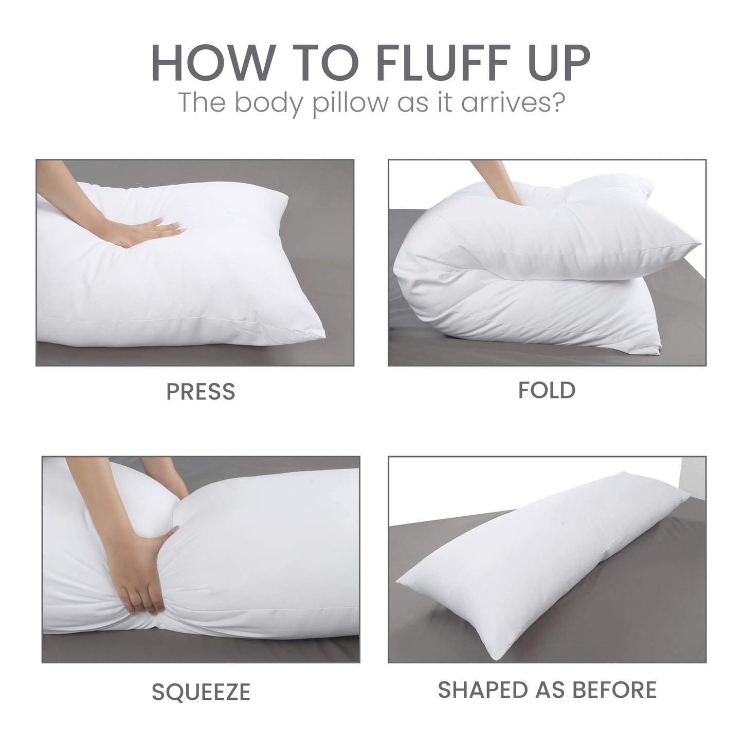 Utopia Bedding Full Body Pillow for Adults (White, 20 x 54 Inch), Long Pillow Insert for Sleeping, Ideal for Side Sleepers