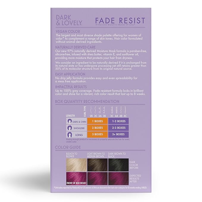 Softsheen-Carson Dark and Lovely Hair Dye, Fade Resist Hair Color with Conditioning Mask, Poppin Pink, 1 Kit (Pack of 2)