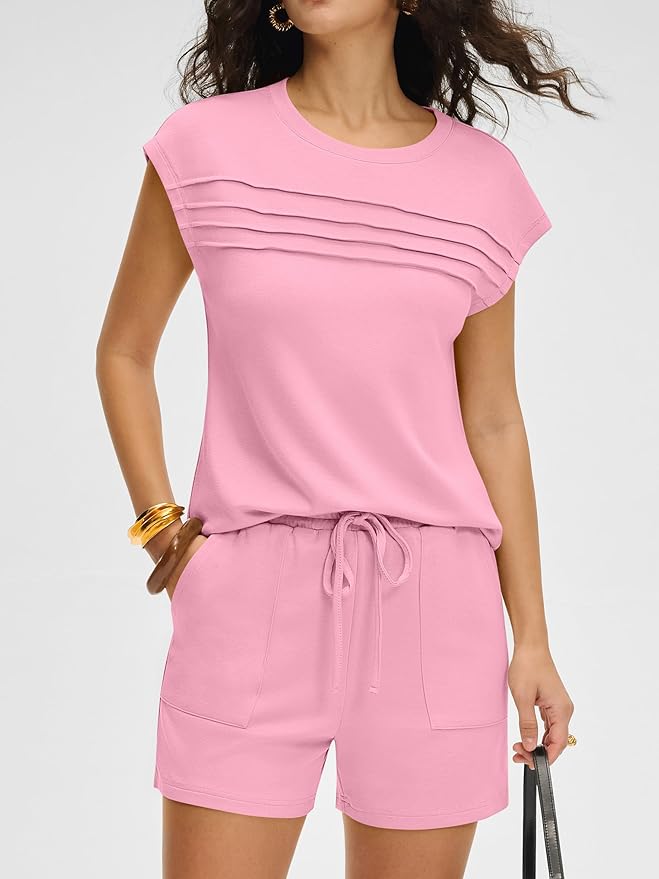 ANRABESS Women Summer Two Piece Lounge Short Sets 2026 Beach Vacation Travel Airport Outfits Comfy Fashion Sweatsuits