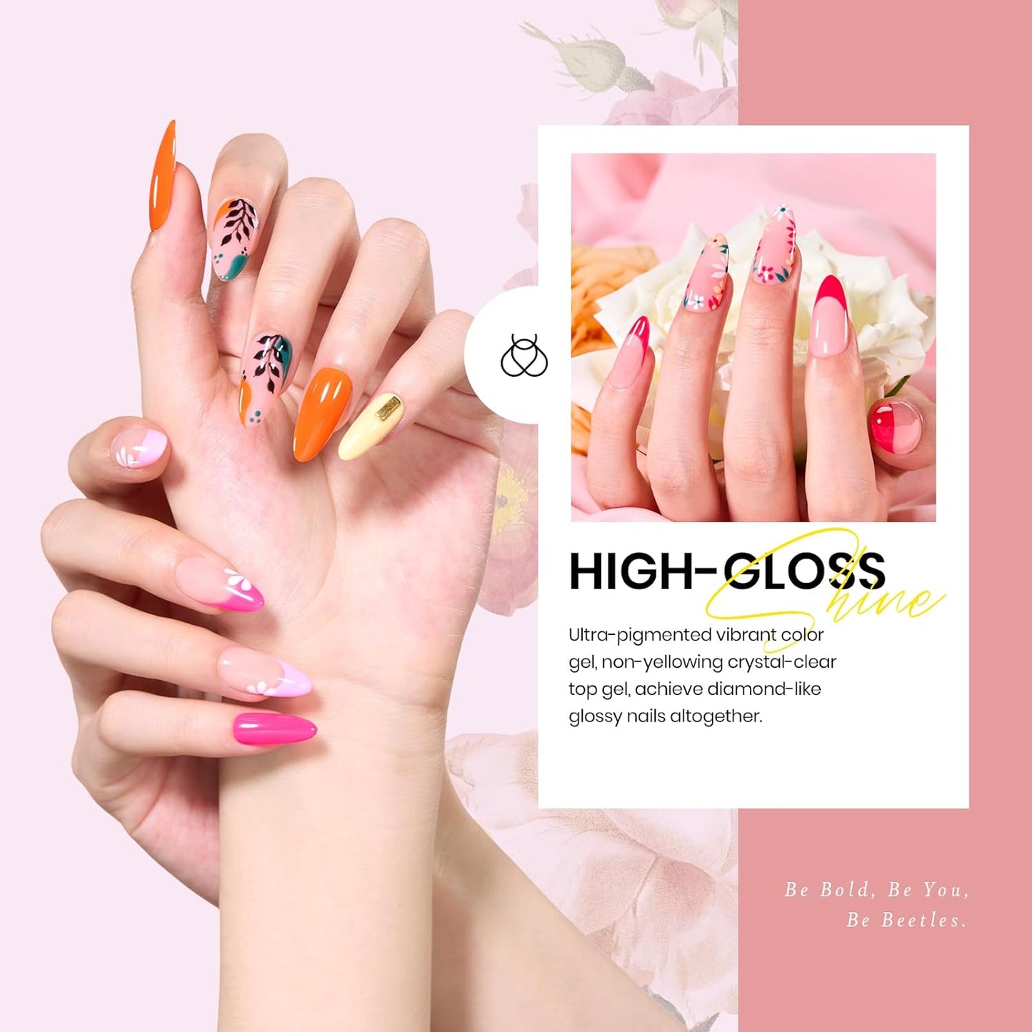 beetles Fall Gel Polish Set - Verse of Flower Collection, 36 Colors Brown Burgundy Purple Red Gel Polish Fall Colors Nail Kit with 3Pcs Base Top Coat Soak off UV Gel & Nail Art Stickers