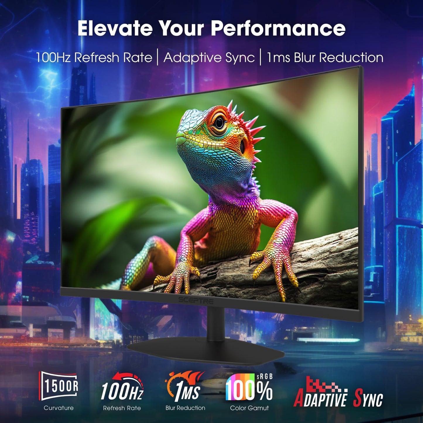 New! Sceptre Curved 27-inch Gaming Monitor 1500R 100Hz HDMI X2 DisplayPort 1ms 100% sRGB, Build-in Speakers Machine Black 2026 (C275W-FW100T)