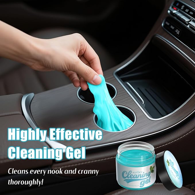 ASFSKY Car Cleaning Gel (Blue,Mint) Cleaning Putty Universal Dust Cleaning Car Interior Cleaner Keyboard Dust Remover Car Slime Gifts for Men Women Girl Christmas Stocking Stuffers（1 Pack）