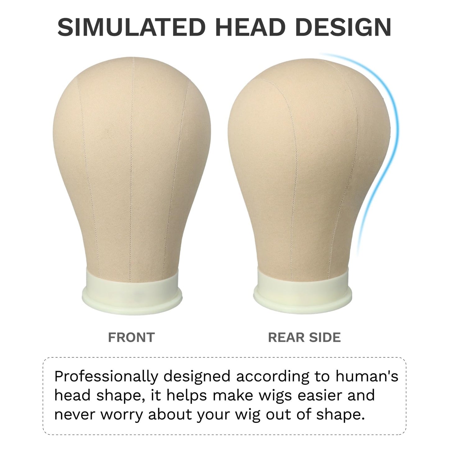 24 Inch Canvas Block Head Mannequin Head for Wigs Salon Wig Head with Mount Hole for Wig Making,Weave Hair Braiding Stand Hat Di