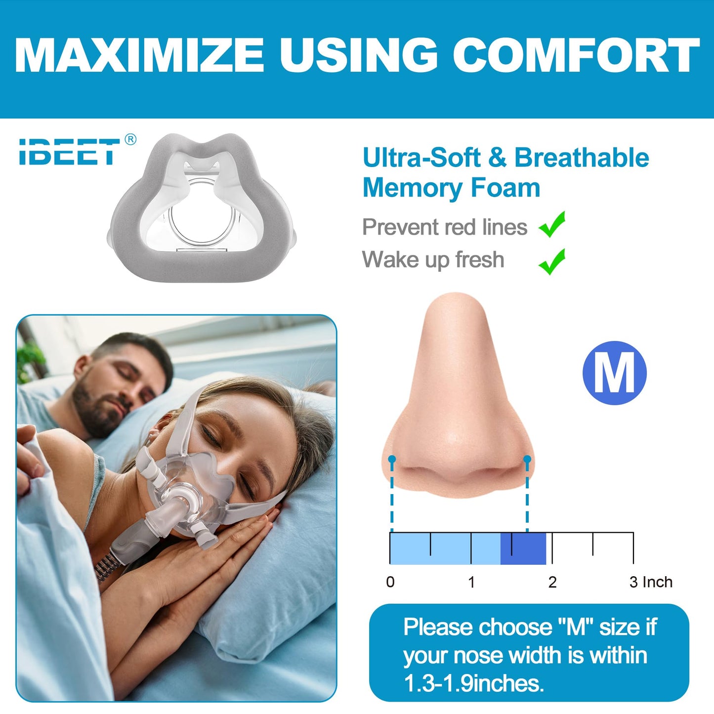 Replacement Headgear Assembly for Airfit F30 (Medium) - Improve for Better Comfort, IBEET Strap Assembly for Airfit F30, Medium (No Elbow)