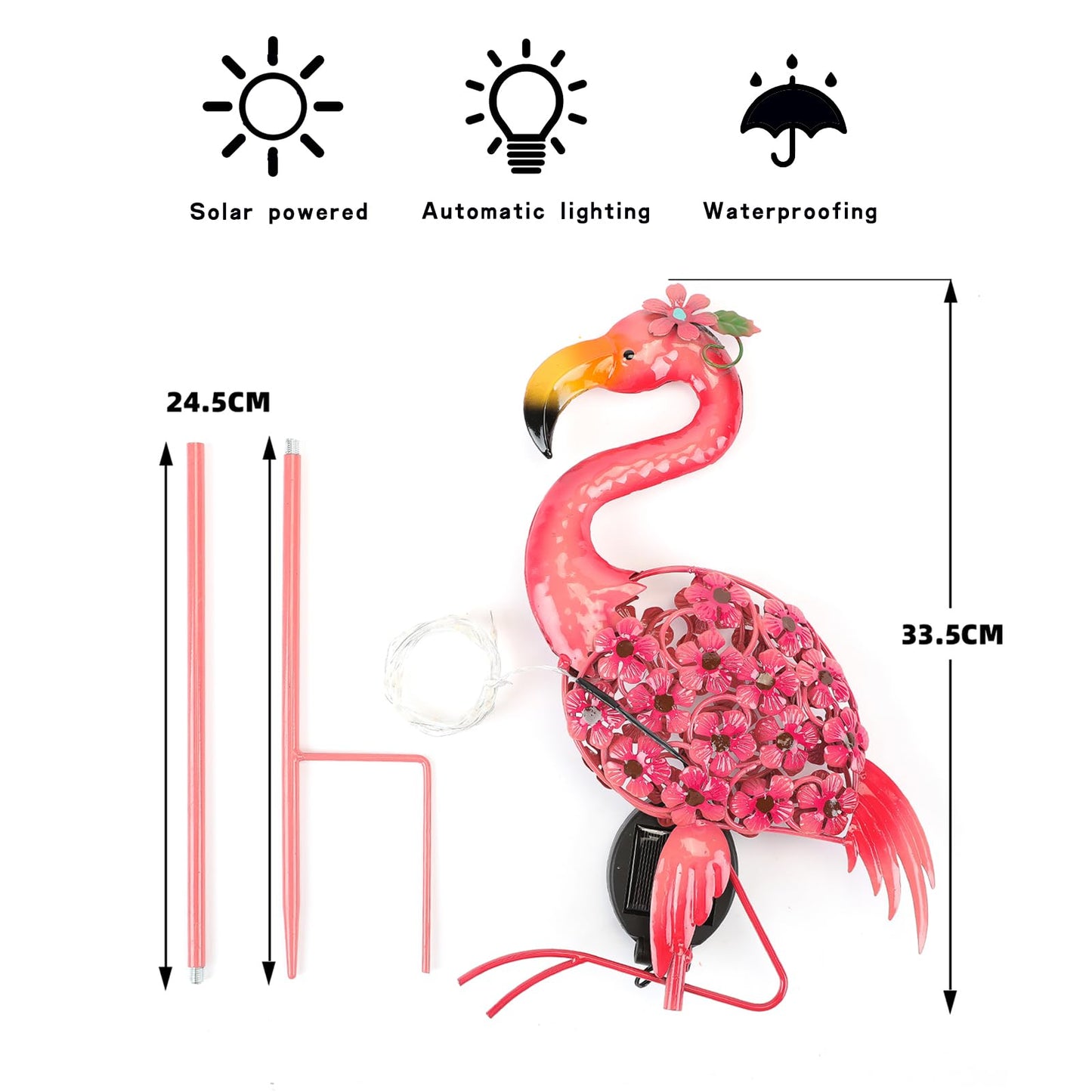 Flamingo Decor-Solar Garden Decor,Pink Flamingos for Yard-Patio Lawn Balcony Backyard Decorations,Flamingo Birthday Gifts for Women