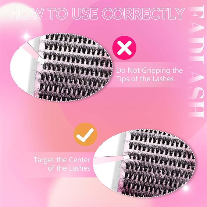 Lash Clusters 240pcs 40D 12-18mm Mixed Tray 3D Effect Volume Individual Lashes Cluster Eyelash Extensions Fluffy Soft D Curl Individual Lashes DIY Lash Extension Kit at Home (40D-0.07-D,12-18mm)