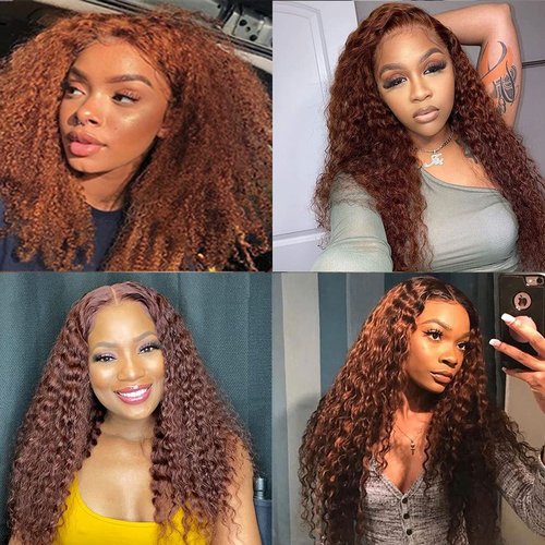 Ombre Human Hair Bundles Highlight Brown Deep Wave Bundles Hair Extensions 28 30 32 Inch Grade 8A Brazilian Virgin Remy Hair 3 Bundles Double Weft P1B/30 Bundles Hair Weave