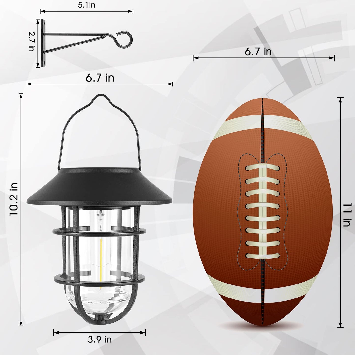 Upgrade Solar Outdoor Lights, Hanging Lantern, Waterproof Solar Lights with Wall Mount Kit for Garden Patio Porch Fence Decor 2 Pack