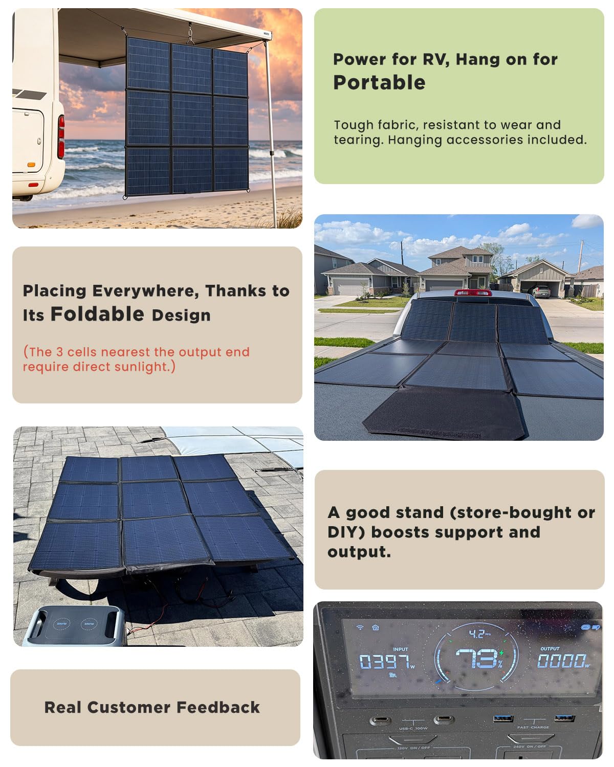 LVYUAN 300W Portable Solar Panel, 24V Foldable Blanket Solar Panel IP64 P-PERC, Upgraded 23% Efficiency for Solar Power Station Generator for Outdoor Camping Hiking, 16.5 Pounds