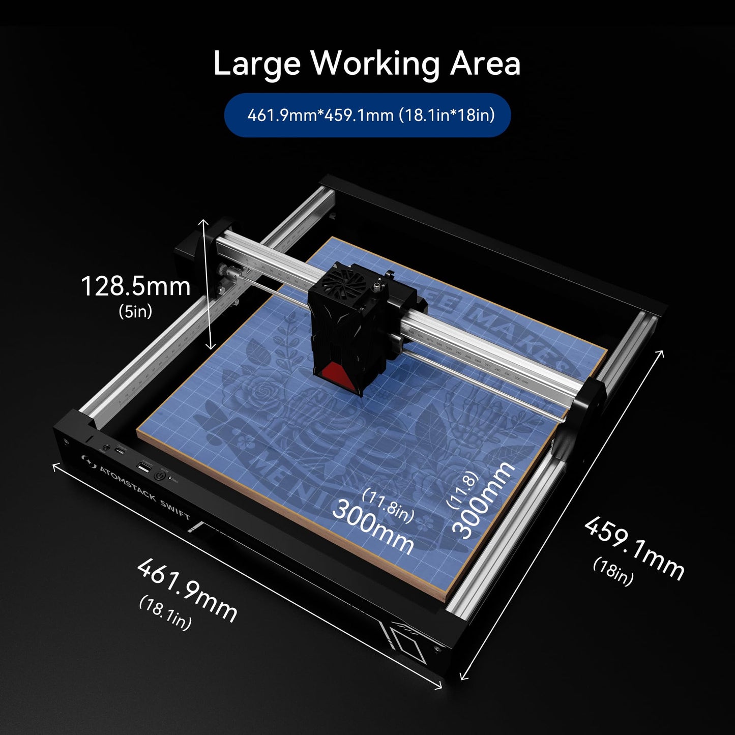 ATOMSTACK Swift 12W Laser Engraver, Swift 12W Laser Cutter, 0.06mm High Accuracy Laser Engraving Machine for Wood and Metal, Dark Acrylic, Glass, Leather