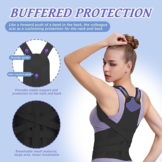 TEE TEA Posture Corrector for Women & Men – Adjustable Back Support Brace for Neck, Shoulder & Spine Muscle Relief – Improve Posture, Comfort & Confidence – Invisible & Comfortable Design (Black, Large)