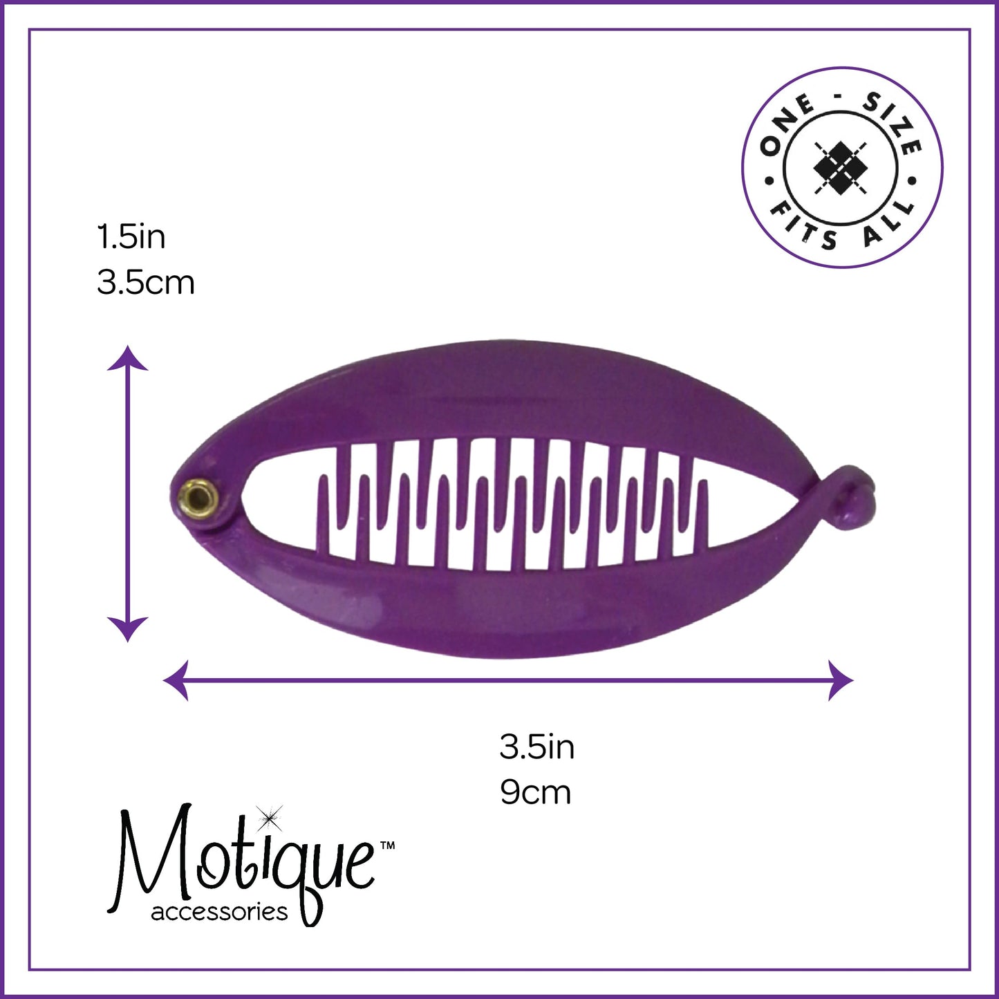 SET OF TWO Purple 3.5 Inch Mini Banana Clip Hair Clincher Rounded Edges Hair Comb