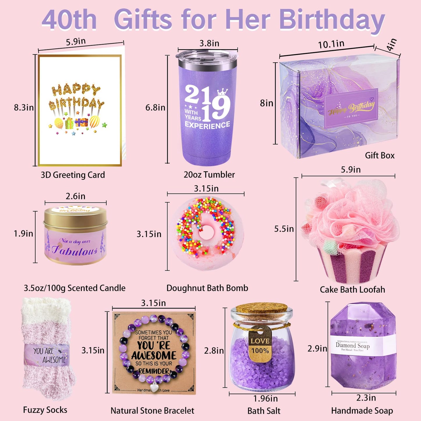 40th Birthday Gifts For Women, Best Gifts for 40 Year Old Women, Happy 40th Birthday Basket Gifts Box for Her Mom Aunt Wife Best Friends Female Daughter Sister Girlfriend Coworker Bestie Teacher