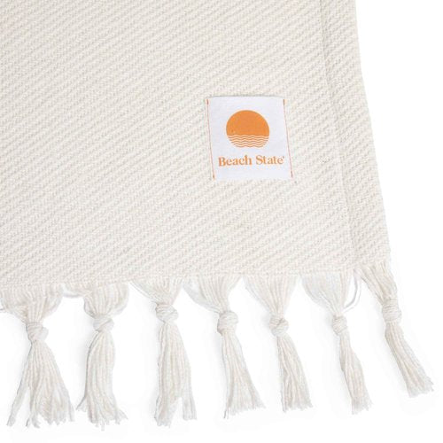 BEACH STATE Oceanside Outdoor Beach Blanket, 100% Cotton Picnic Blanket, 66" x 80" Throw Blanket, Machine Washable, Extra Large, (Sunset Stripe)