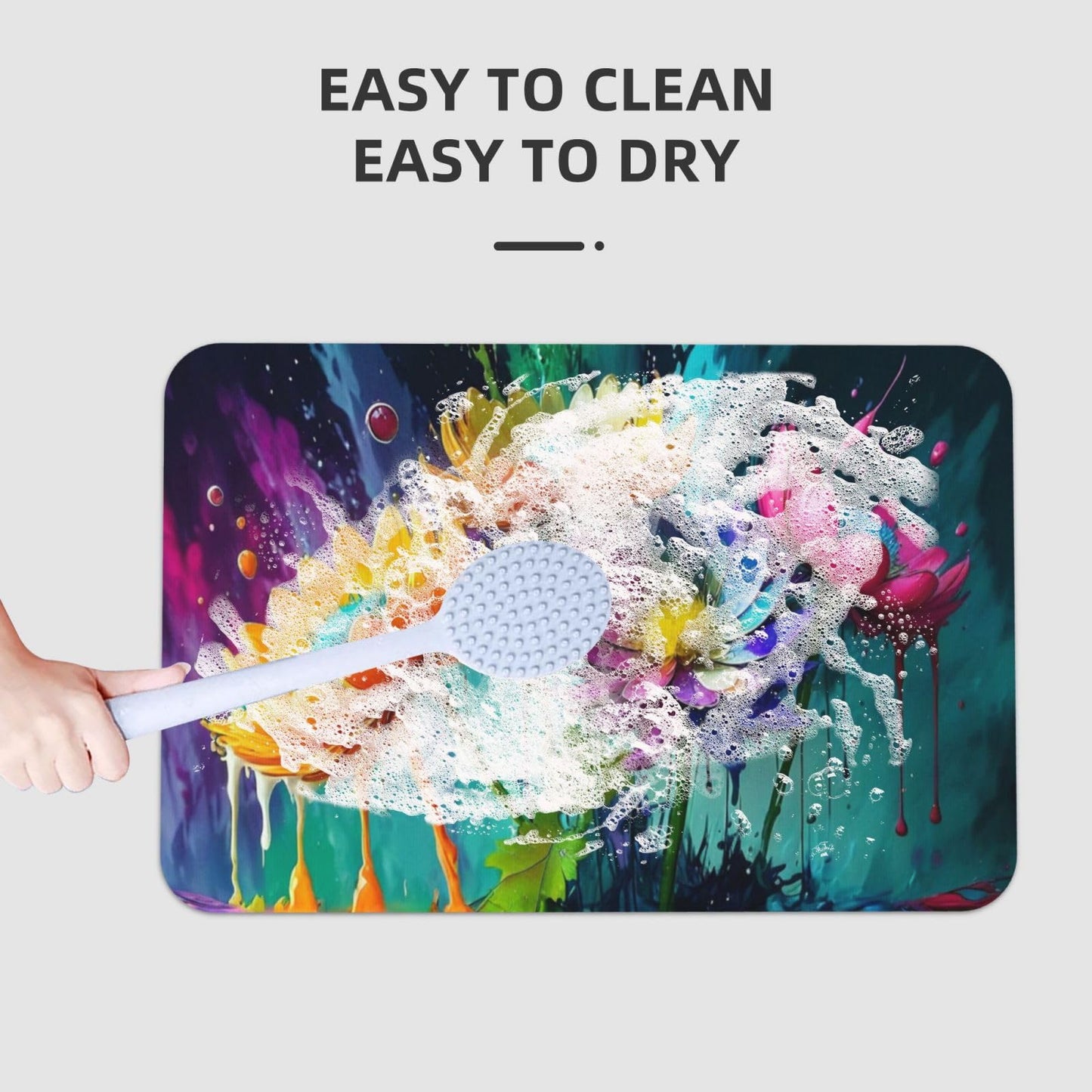 AZJINCOS Diatomaceous Earth Bath Mat - Non-Slip Quick-Dry Bathroom Rug with Stylish Prints, Eco-Friendly Absorbent Floor Mat for Shower, Poolside(Vibrant Designs, 15.7X23.6Inch)