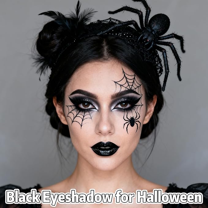 Black Smokey Eyeshadow Palette, 9 Colors Black Silver Gray White Goth Eyeshadow Makeup Palette, Waterproof Cool Toned Matte Glitter Eyeshadow Palette Sombras De Ojos Profesional