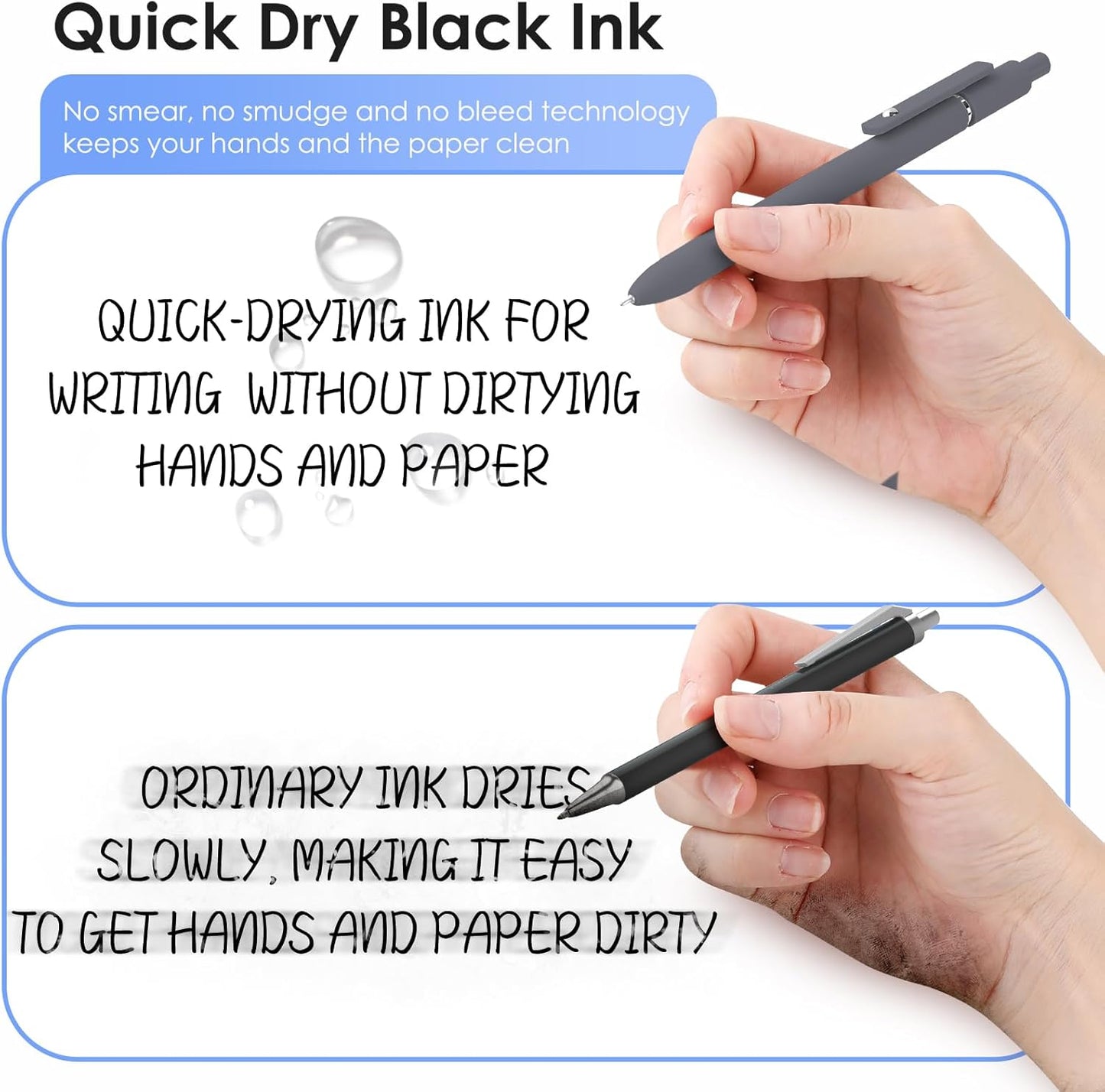 Gel Pens, 6PCS Black Ink Fine Point Pens With Smooth Writing, School Office Supplies, Anniversary Birthday Gifts for Men Women, Quick Dry Pen For Journaling, Nurse Aesthetic Pen (Black Gray White)