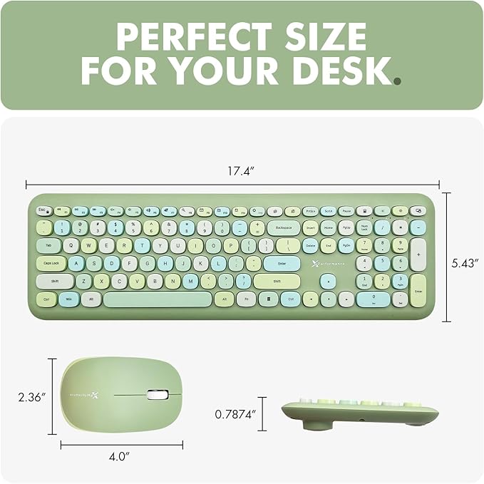 X9 Green Keyboard and Mouse Combo - 2.4G Wireless Connectivity - Transform Your Space with a Cute Wireless Keyboard and Mouse Retro Set - Colorful Keyboard and Mouse - Aesthetic Keyboard