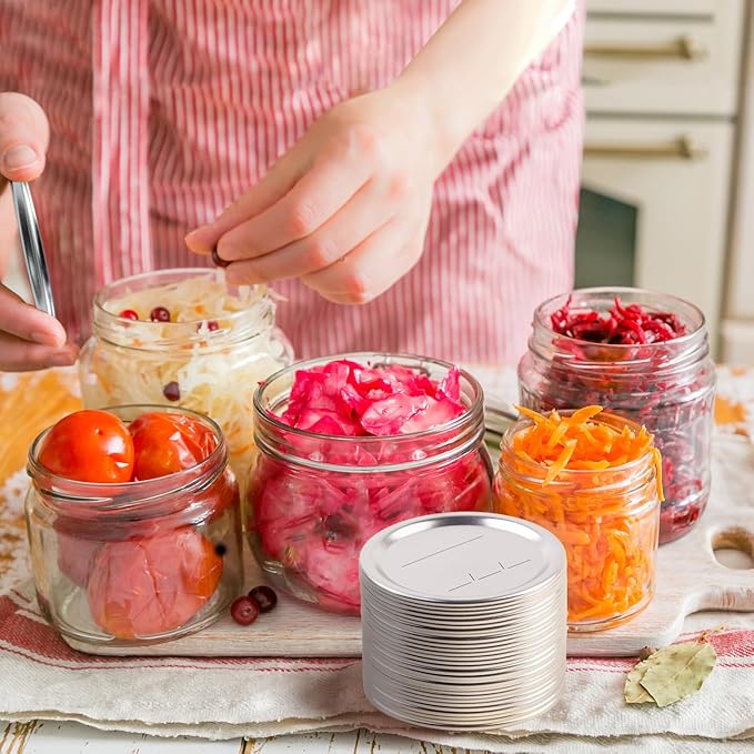 100 PCS Canning Lids Regular,2.76in Regular Mouth Mason Lids,Ball Jar with Lids with Leak proof Airtight Seal Rust Proof Split,Regular Mouth Mason Jars Food Grade,Canning Food DIY