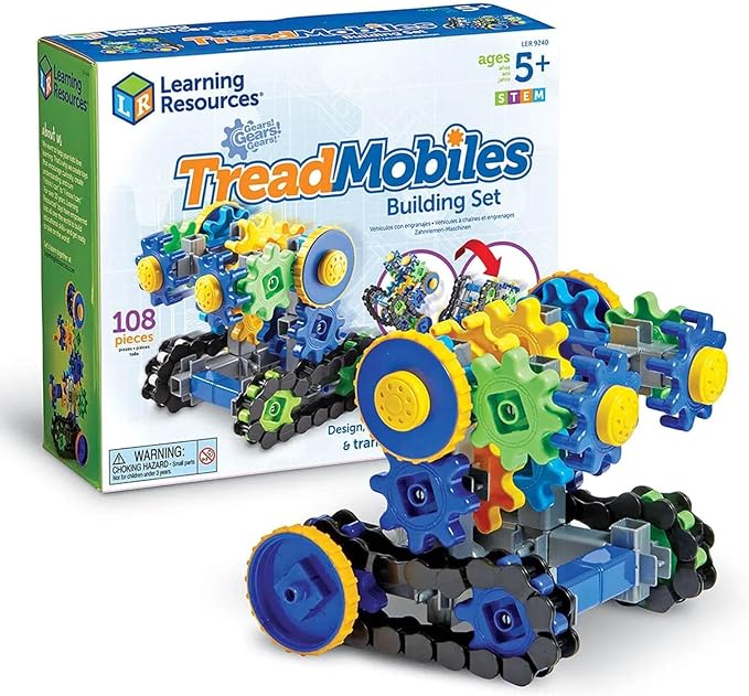 Learning Resources Gears! Gears! Gears! Treadmobiles Building Set, STEM Toys, Develops Early Engineering Skills, 108 Piece...