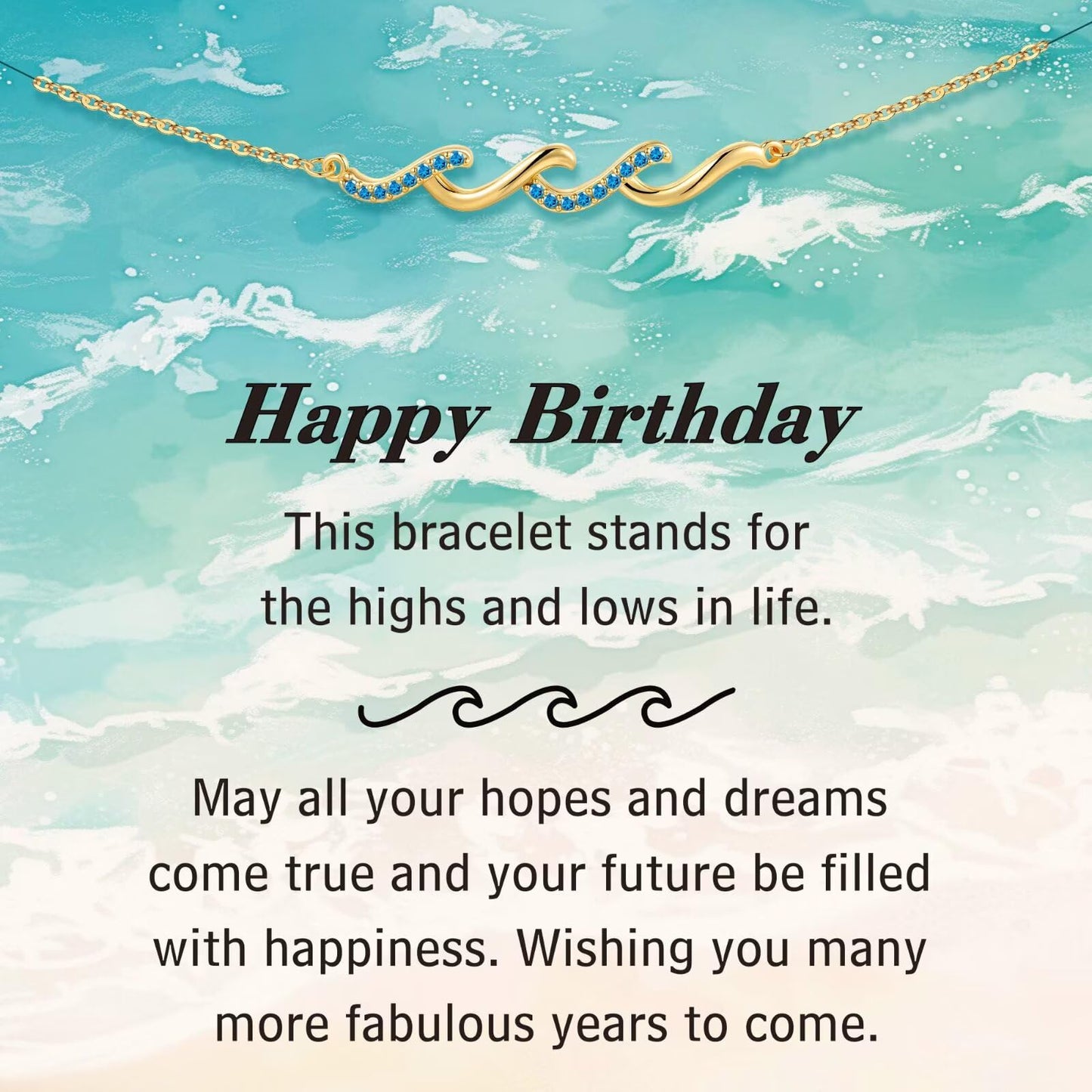 IEFLIFE Birthday Gifts for Women - Birthday Gifts for Best Friend Women Her, Happy Birthday Gift for Mom Daughter Sister Friend, Wave Bracelet Jewelry Gift for Her