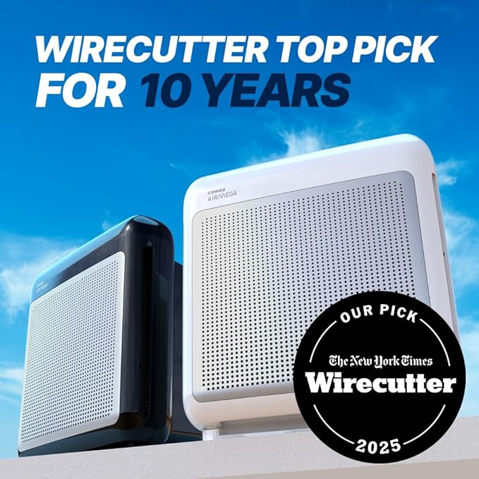 COWAY Air Purifiers for Home Up to 1,748ft², True HEPA Filter for Smoke, Allergies, Pet Dander, Odor, Air Quality Monitor, Auto&Eco Mode, Timer, Filter Indicator, 3yr Warranty, 200M, Black