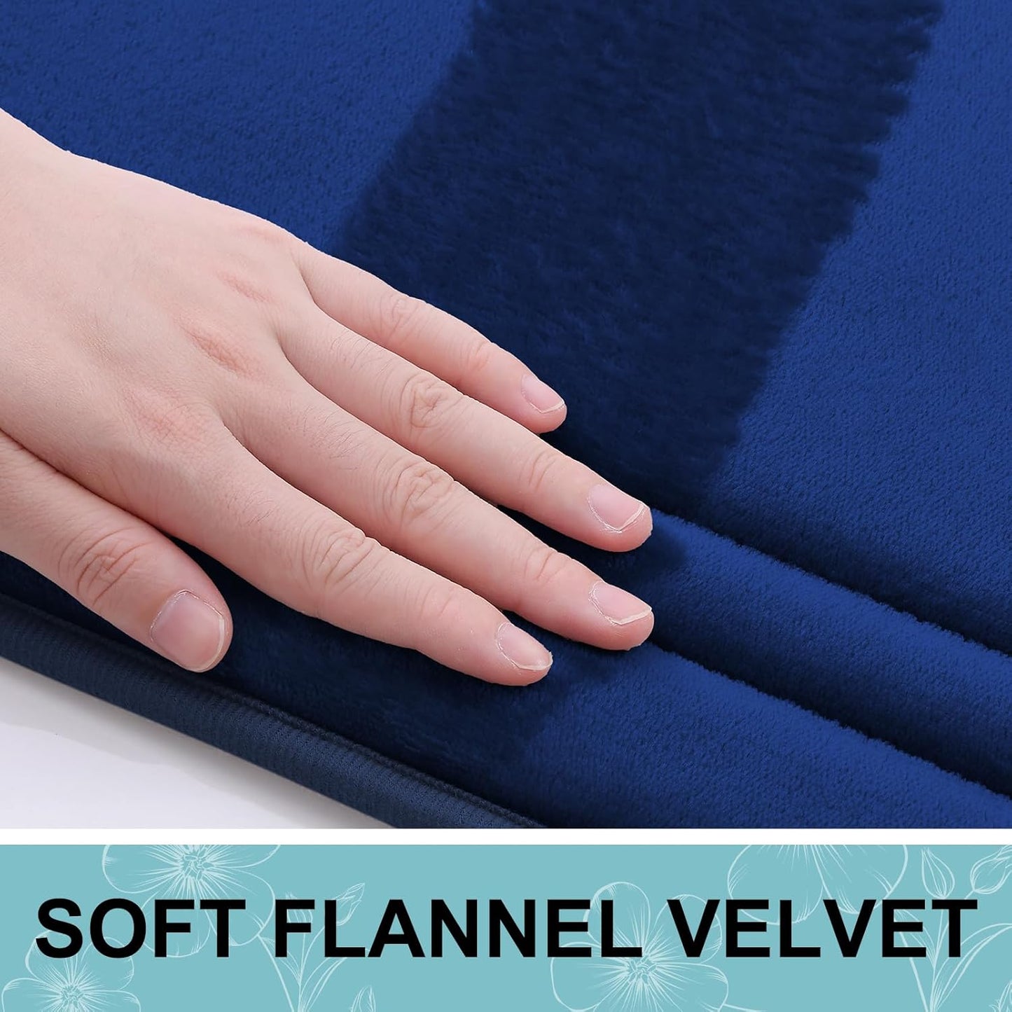 Grandaily Memory Foam Bath Mat Rug 59x34, Ultra Soft, Non-Slip and Absorbent Bathroom Rugs, Machine Wash Dry, Comfortable Bath Carpet for Bathroom Floor, Tub and Shower, Navy Blue