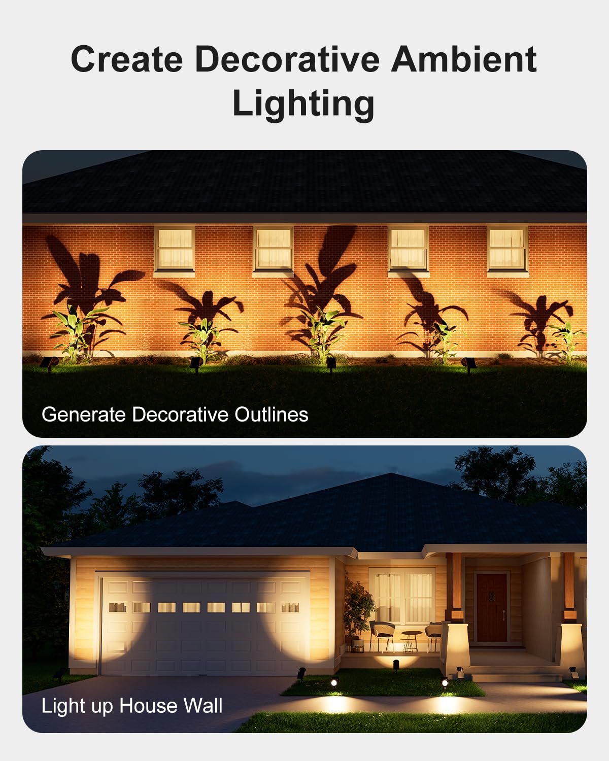 4 Pack Solar Powered Spotlights Waterproof Outdoor for Christmas Decorations, Tree, Santa Claus, Snowman, Christmas Ambient Outdside Spot Landscape Lights for Wall, Garden, Yard, Sidewalk, Warm White