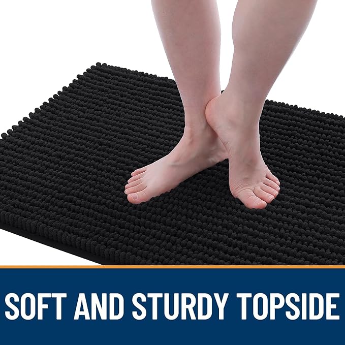 OLANLY Dog Door Mat for Muddy Paws 44x32, Ultra Absorbent Chenille Mud Doormat, Non-Slip Washable and Dirt Trapping Doormat for Indoor Entryway, Quick-Dry Indoor Pet Bed Mats for Dogs, Black