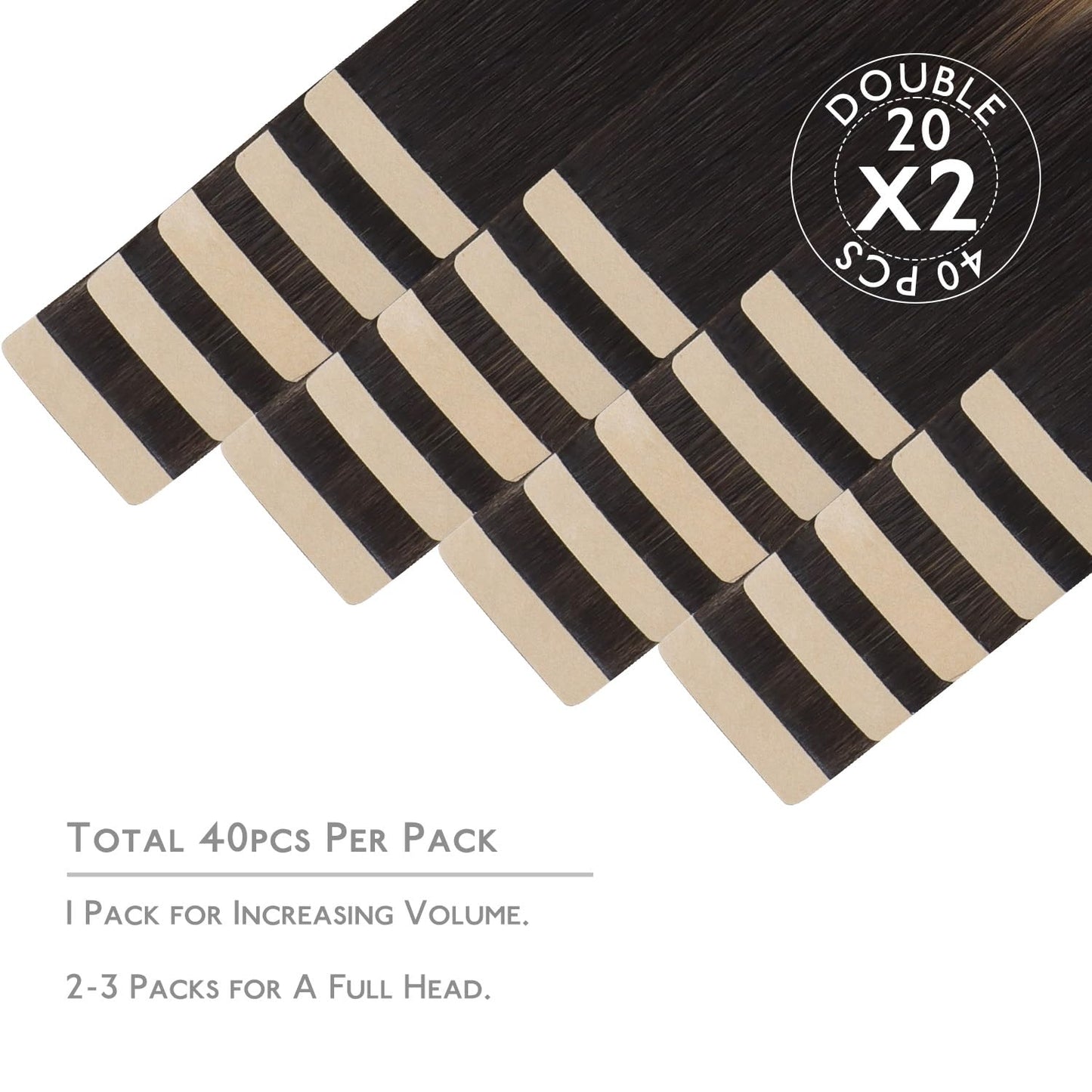 WENNALIFE Tape in Hair Extensions Human Hair, 40pcs 120g 26 inch Balayage Natural Black to Chestnut Brown Hair Extensions Real H