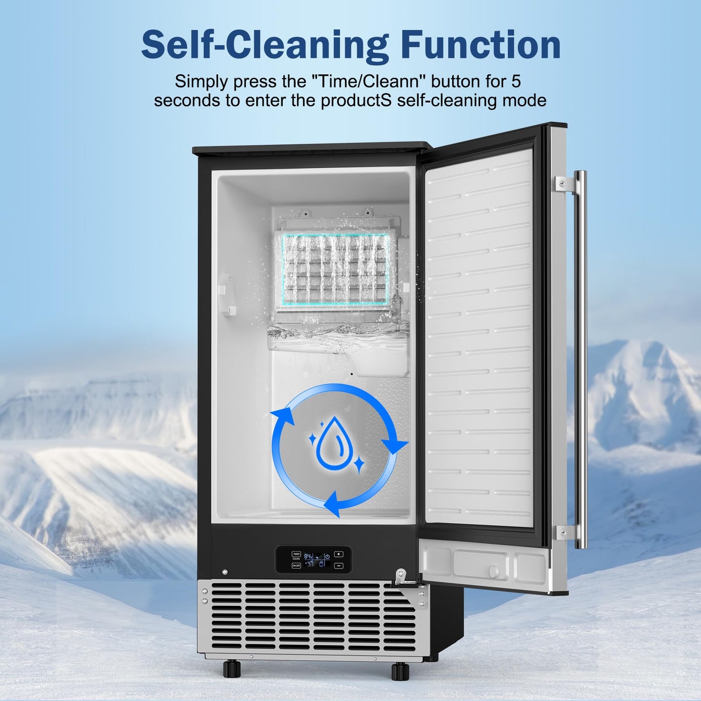 RAPSUAR Under Counter Ice Maker, 95Lbs/Day with 35lbs Storage Bin, 40Pcs Cubes in 10Mins, Reversible Door, Built in Ice Machine for Home Office Commercial