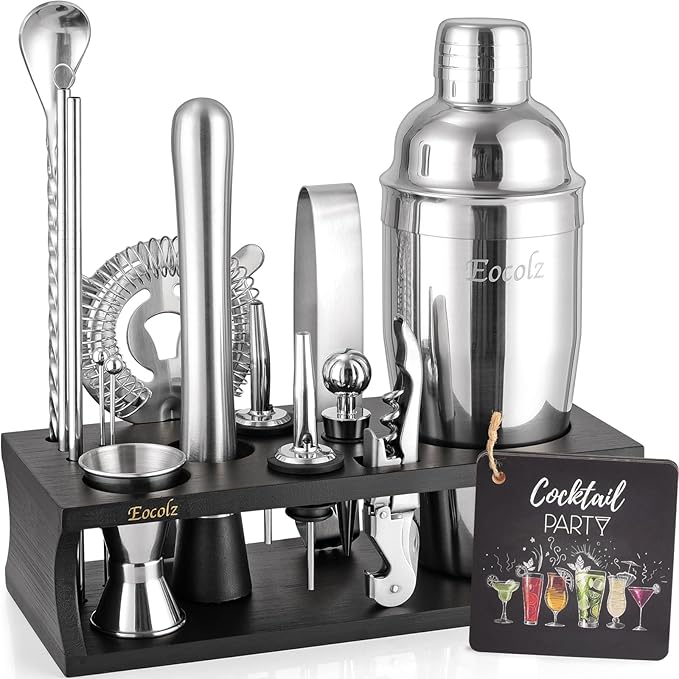 Bartender Kit Cocktail Shaker Set with Stand 17-Piece Bar Tool Bar Set for Drink Mixing Home Bartending Kit Bar Cart Acces...