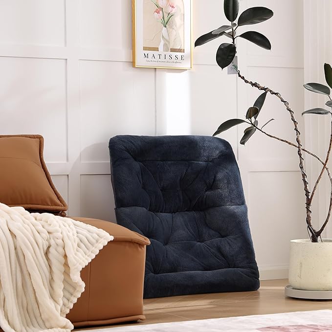 Givjoy Comfy Folded Chair, Soft Faux Fur Oversized Folding Chair, Flexible Lounge Lazy Chair for Kids Girls Teens Adults, Moon Chair for Dorm Rooms, Bedroom, Living Room