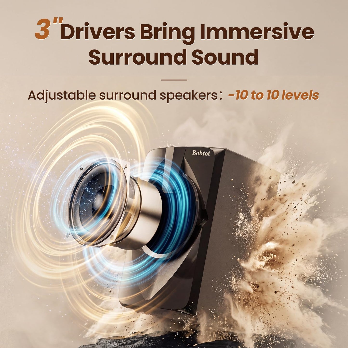 Bobtot Surround Sound System Home Theater Speakers - 5.25" Subwoofer 700 Watts Peak Power 5.1/2.1Wired Stereo Speaker System Strong Bass with Bluetooth ARC Optical Input
