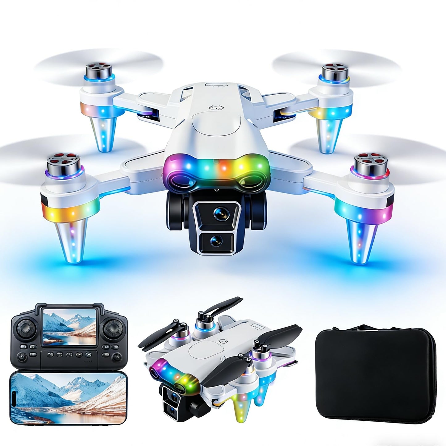 Drones for kids 8-12 with camera – Drone with camera for kids & Beginners, Mini kids drone with Fancy LED Lights, 2.4" Built-In FPV Screen, Dual Batteries, Indoor & Outdoor Toy Gift