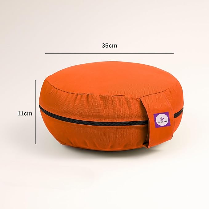 Yogikuti Meditation Cushion – 100% Pure Cotton Zafu for Comfortable Meditation & Yoga – Floor Sitting Pillow for Mindfulness & Support