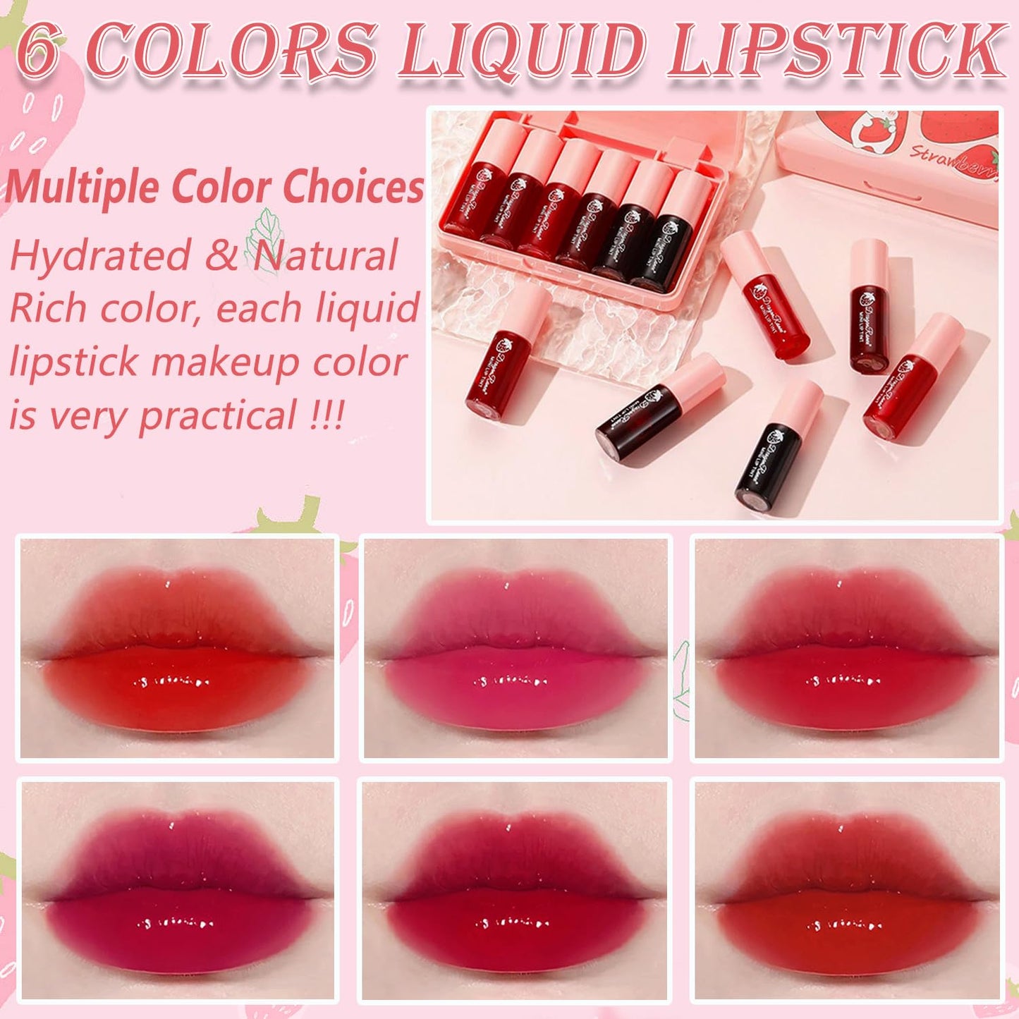 Yishifa 6 Colors Lip Tint Stain Mini Liquid Lipstick, Korean Lip Gloss Moisturizing Natural Velvet Lip Tint, Waterproof Longwear