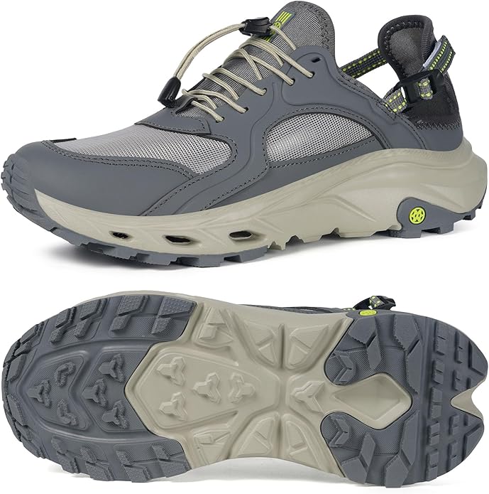 Mens Amphibious Water Shoes Outdoor Hiking Sandals Quick Dry Swim Beach Aqua Shoes Closed Toe Non-Slip for River Fishing S...