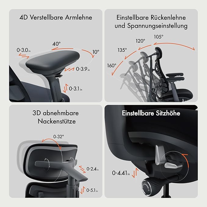 LiberNovo Dynamic Ergonomic Desk Chair + StepSync Footrest Bundle - Comfy Home Office Chair with Adaptive Lumbar Support, 160° Recline & Built-in Spine Stretch, Gray+45cm
