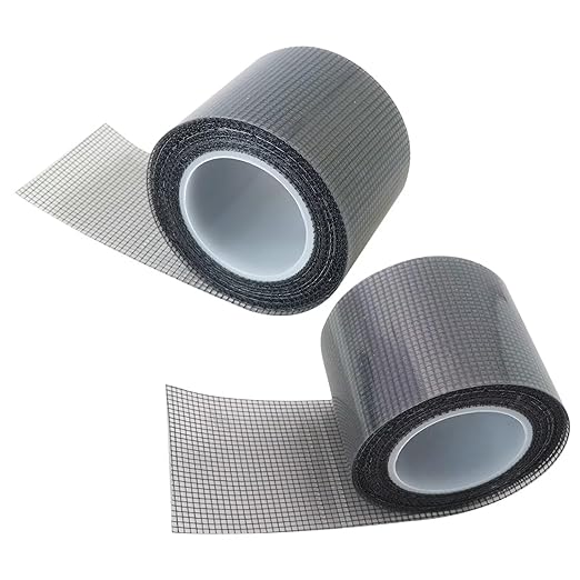 Heavy-Duty 2" x16.5' Screen Repair Tape 2-Pack, Black Fiberglass Mesh Fit for Invisible Mends on Window & Door Screens