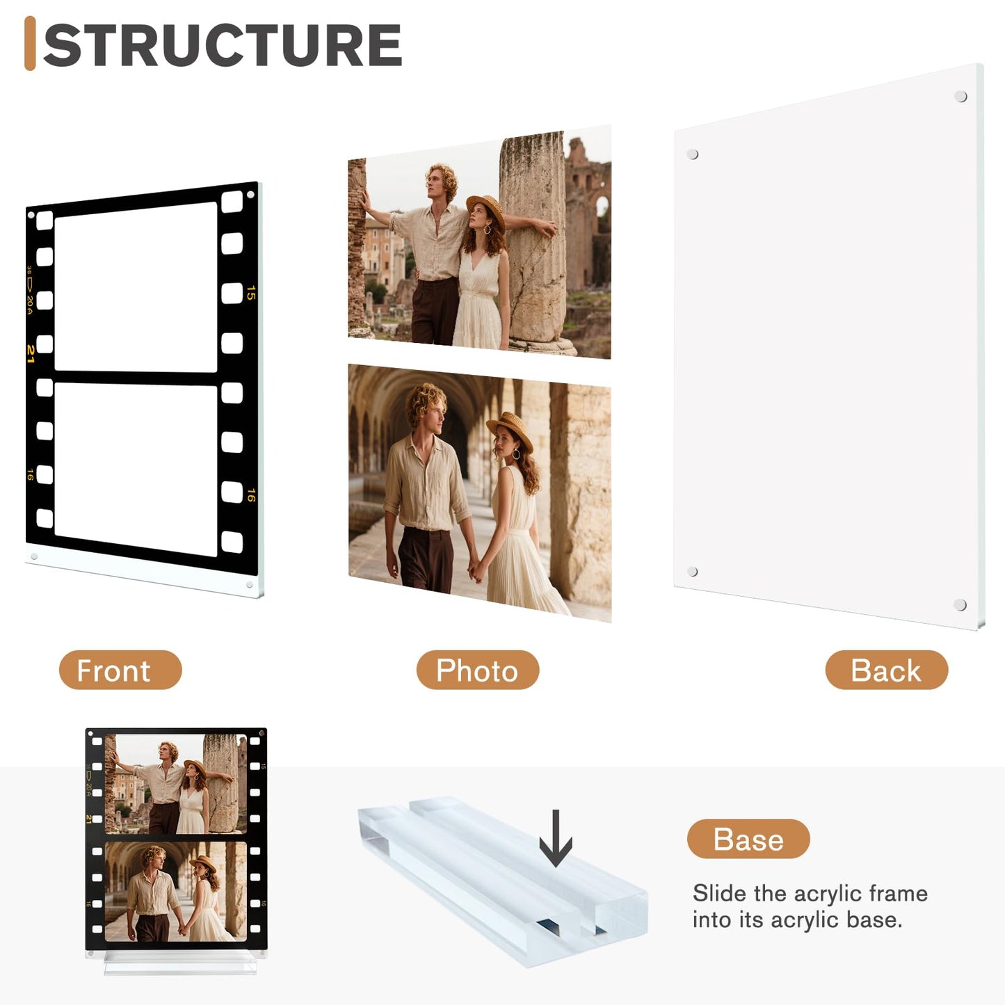 SOMTO Vintage Film Roll Magnetic Acrylic Picture Frame 4x6 – Meaningful Keepsake Gift for Wife, Husband, Boyfriend, Girlfriend – Birthday, Anniversary, Christmas,Wedding, Memory Photo Display