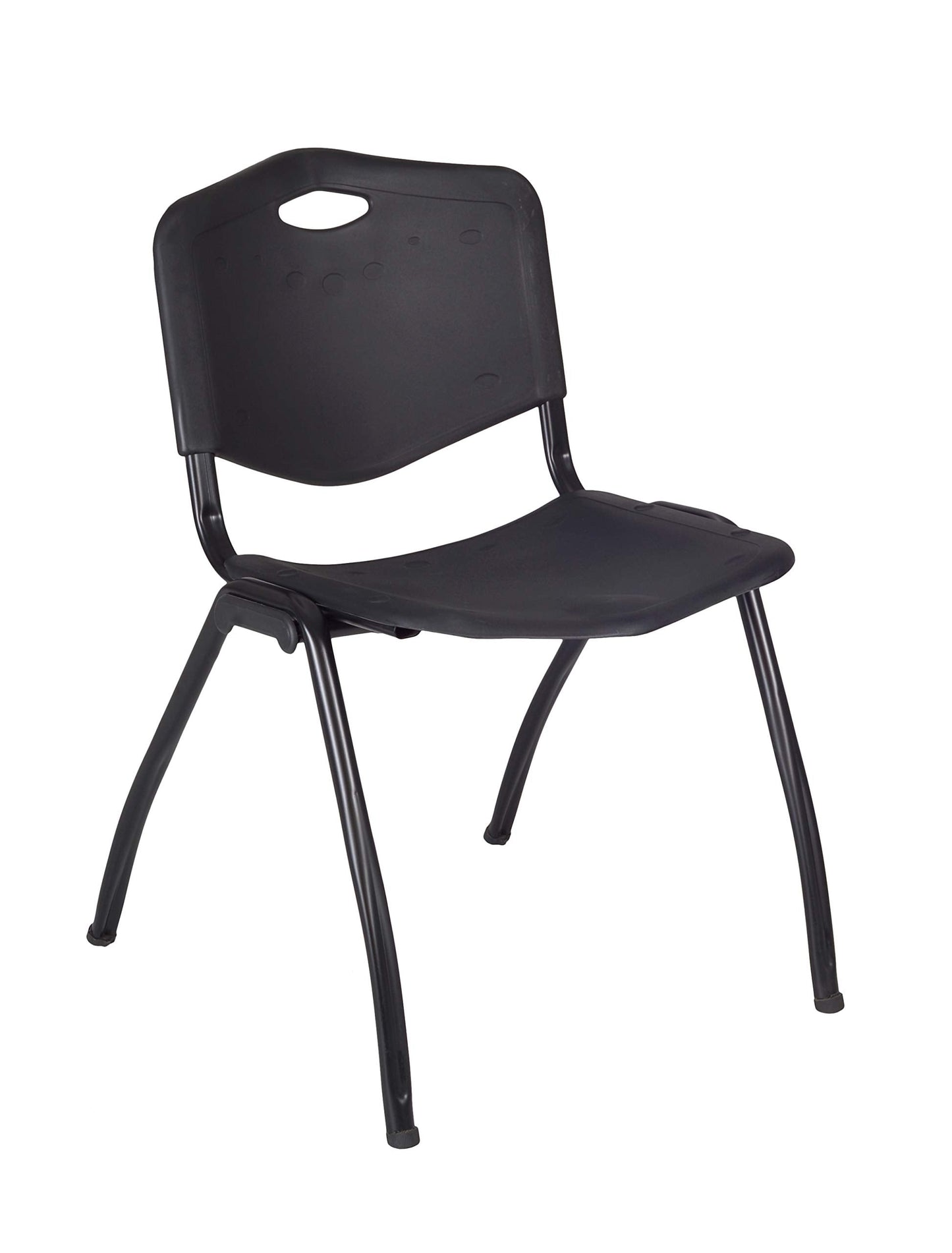 Regency Kobe 48 x 24 in. T-Base Training Seminar Table- Neo Walnut, 2 M Stack Chairs- Black