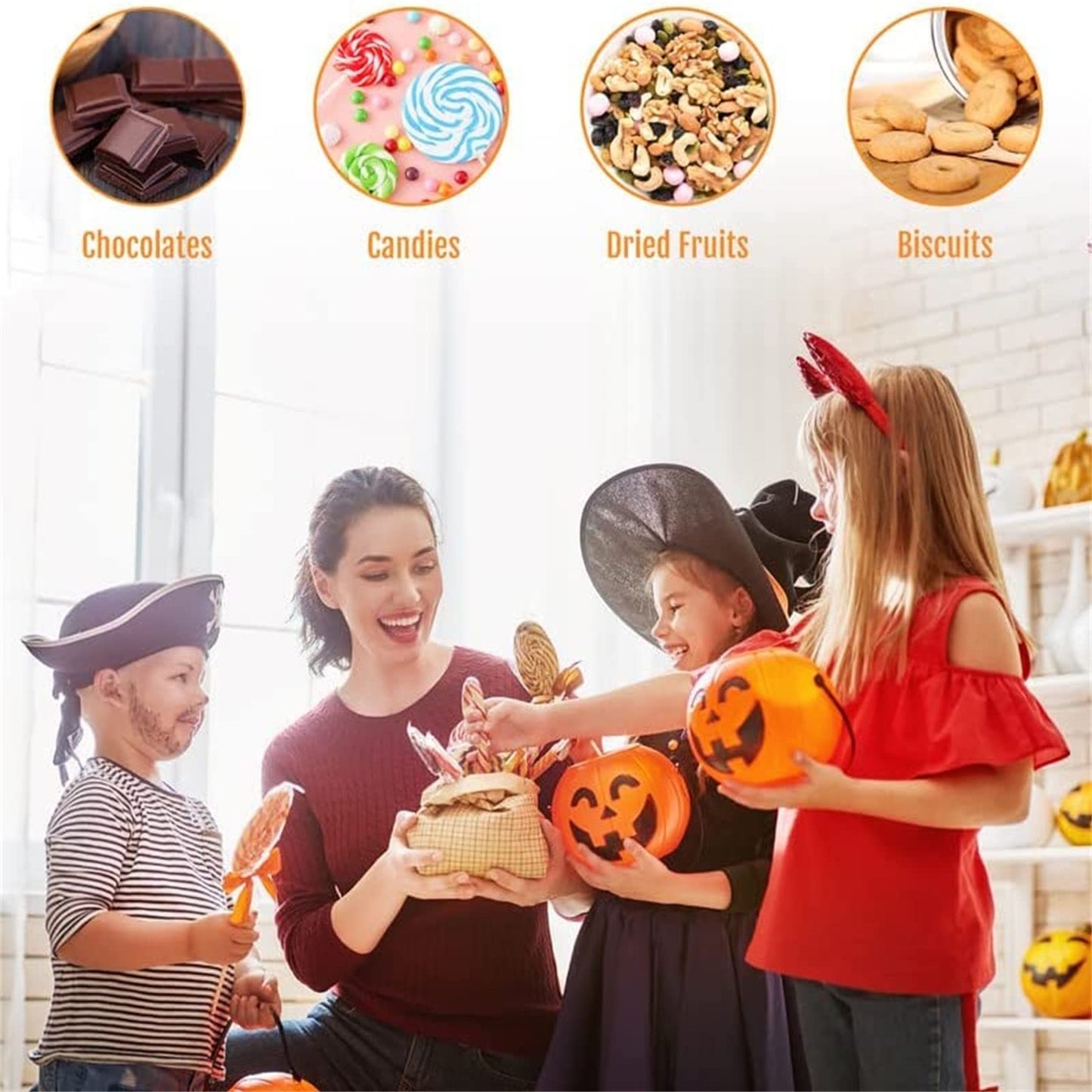 Halloween Pumpkin Candy Bucket,Halloween Pumpkin Candy Bucket Plastic Multi-Purpose Candy Box,Halloween Party Favors Bucket,Suitable for Party Favors and Home Decoration (C-17X14CM-3PC)