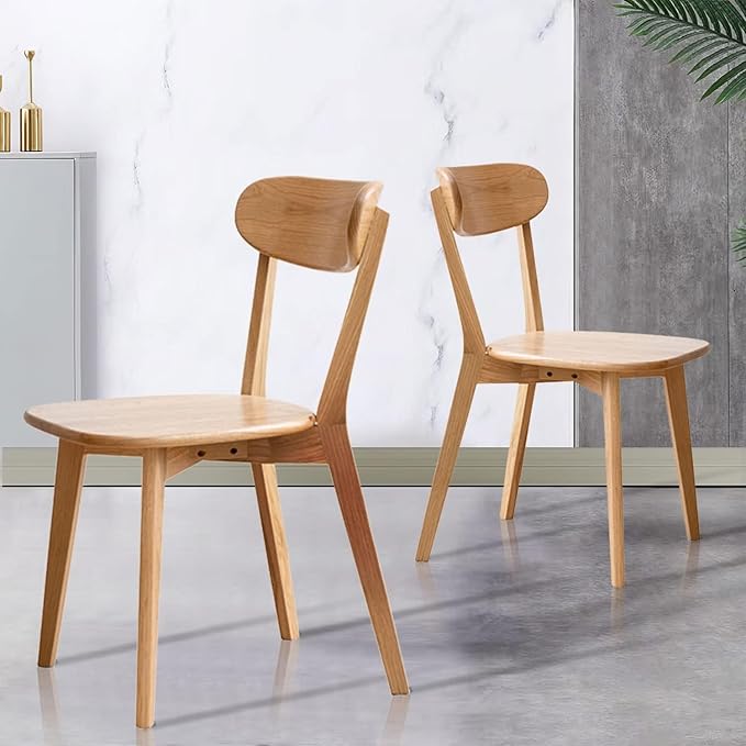 Hymus 100% Solid Oak Wood Dining Room Chairs - Practical Kitchen Chairs for Dining Room, Kitchen, Living Room (1, Natural)