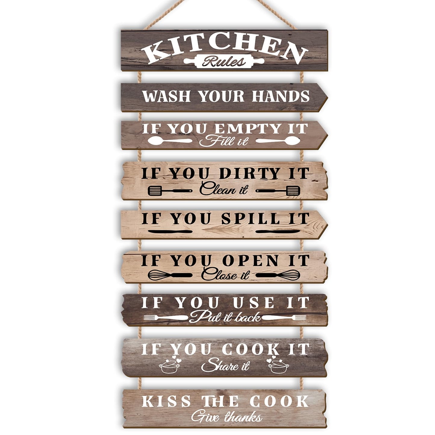 PEKCARGO Kitchen Wall Decor Funny Kitchen Signs Kitchen Rules Pictures Wall Art Decor Rustic Farmhouse Western Kitchen Decor Wooden Sign (Brown)